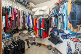 wardrobe closet inside primary bathroom