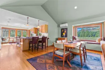 Living and dining flow together in total harmony. Your guests will want to linger. Your toes will love the radiant heat floors.