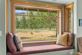 Imagine curling up with tea and watching nature unfold. Delight in the resident bluebird or majestic pileated woodpeckers that frequent the property!!! Adjacent 1,200acres of protected Methow Conservancy land and miles and miles of Methow Trails!