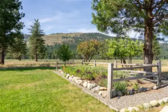 Minimal easy care landscape so yo can go explore the Methow Valley and return home to the colorful gardens. Pop up sprinkler system with timers!~