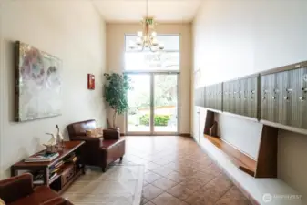 Nicely-appointed lobby with locking mailboxes and elevator for added convenience