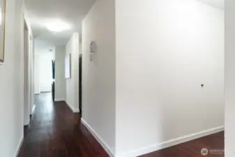 Easy to maintain Luxury Vinyl plank flooring leads you from entrance to main living area and stunning views