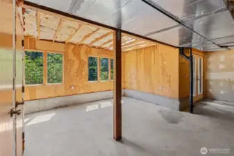 There is some unfinished space in the basement to make into your own space.