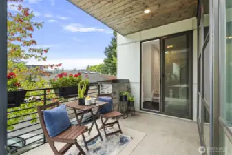 Private balcony ideal for outdoor living in the heart of Downtown Bothell. Gas connection for BBQ hook up.