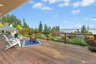 Ipe Wood Wrap-Around Deck Featuring Puget Sound Views & the Cascades