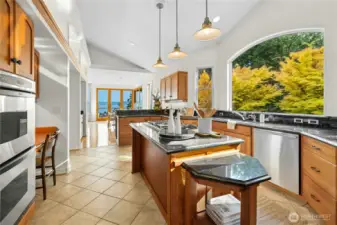 Kitchen with Custom Cabinetry, Double Ovens and Gas Cooktop