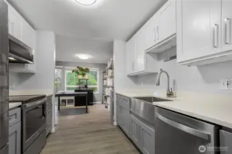 Updated kitchen with quartz countertops and new cabinets