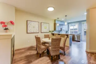 dining area with a cozy fireplace (2 sided)