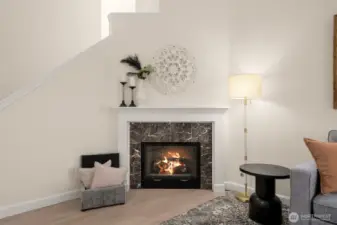 Gas fireplace for cozy mornings and evenings