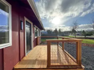 Patio area with mountain view