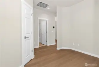 alcove area near primary bedroom is perfect for a small office nook