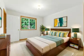 The second bedroom is finished in soft, neutral tones, providing the perfect canvas for your personal style and decorator touches.(Virtually staged)