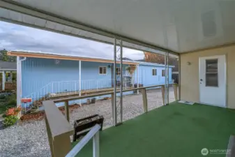 Storage room off of covered deck