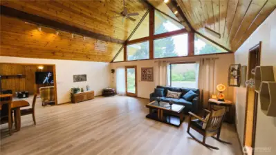 Sun drenched great room facing west