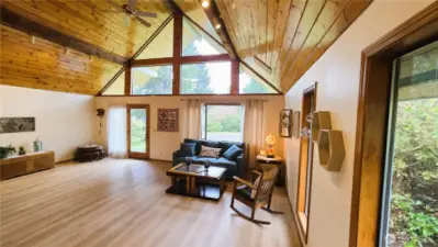 Sun drenched great room facing west