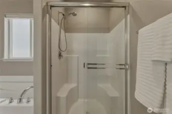 Primary Bathroom with Separate Walk-in Glass Shower