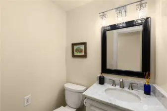 Powder room adjacent to your family room