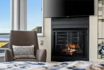 Primary suite gas fireplace.