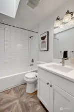 Stylish bathroom featuring classic subway tiles, adding a touch of timeless elegance to your daily routine.