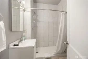 Main Bathroom dividing the two bedrooms and off the Family Room.