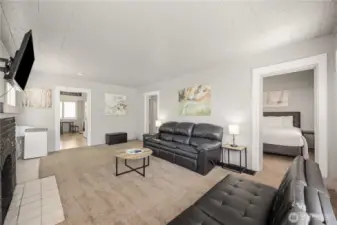 Front Living / Family Room leading to bedrooms, Kitchen and 3/4 Bathroom.