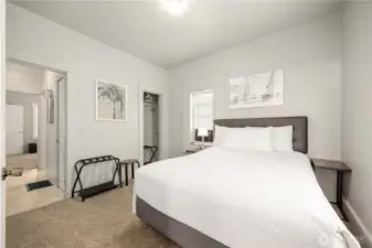 Bedroom #1, Jack and Jill style with closet.