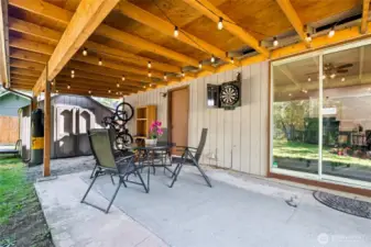 Covered patio for enjoying the private setting year round
