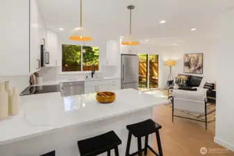 Kitchen open to living room