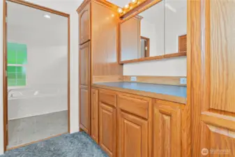 Primary bedroom dressing area.