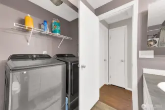 Plenty of room for large washer and dryer.
