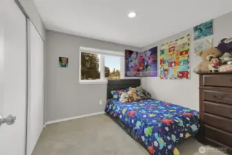 Nice sized second bedroom with canned lighting.