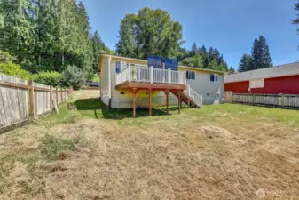 big fenced back yard with access from back deck.