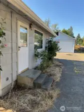 Side entry on East side of the house
