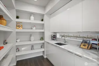 Ample kitchen storage in butler's pantry