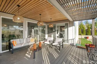 Patio view of stairs to back yard