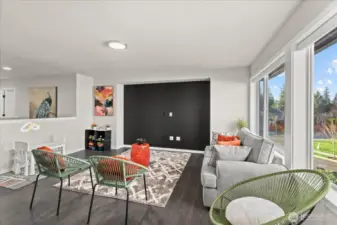 Flexible upstairs space for playroom, home gym, or theater; the options are endless!