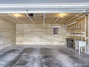 A double car garage that it fits a full size truck!