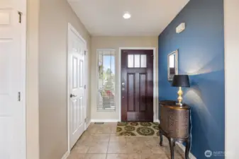 Spacious entry with coat closet