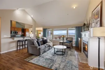 Living room with a view, vaulted ceiling
