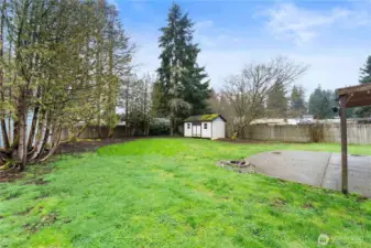 This oversized lot offers plenty of space to play or sit back and relax by the firepit.