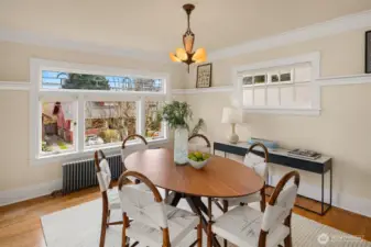 The traditional dining room is bathed in natural light.