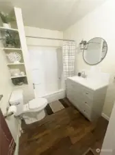 Bathroom with nice built in shelving