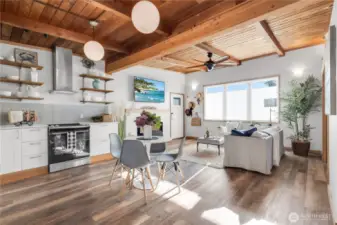 Modern full-size appliances! Electric fireplace provides an alternative source of heat as well.