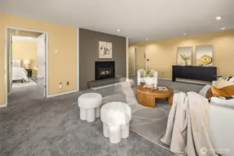 View from the family room towards another bedroom suite.