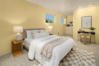 Third bedroom with sizable walk-in closet around the curved wall.