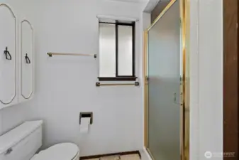 Shower in the primary bathroom