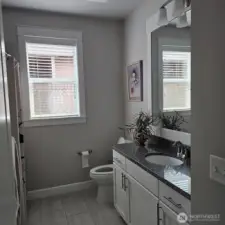 Main Bathroom, with tub and shower.