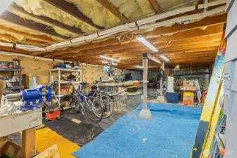 Over 1,000 sq.ft. of dry storage and work shop space under house. Height 4'4" to 6'6"