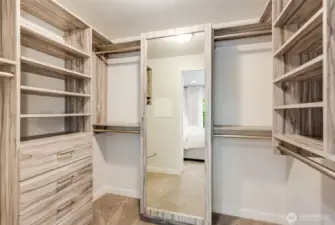 Custom walk-in California closet.