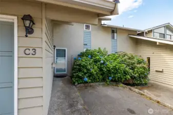 Attached single car garage plus extra parking space.